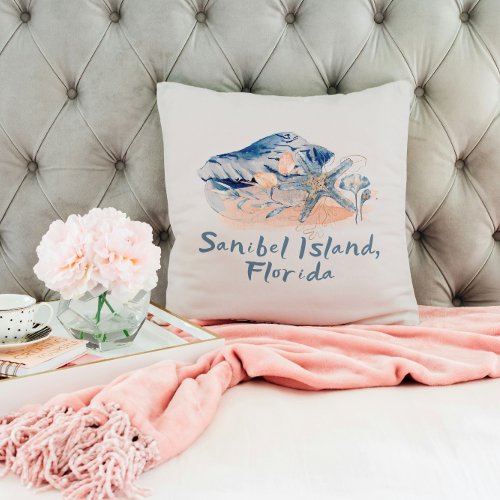 Sanibel Island Seashells  Throw Pillow