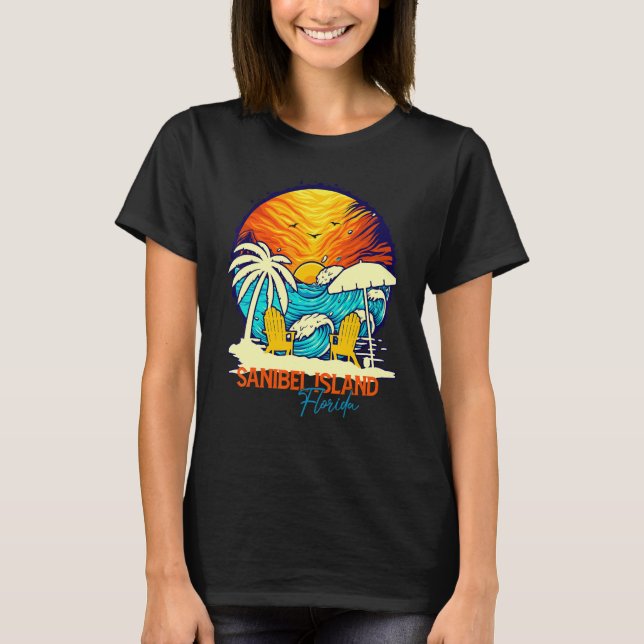 Sanibel Island Sunset Florida Vacation Couples Fam T-Shirt (Front)
