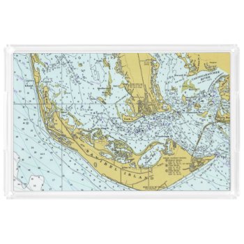 Sanibel Island Vintage Map Acrylic Tray by whereabouts at Zazzle