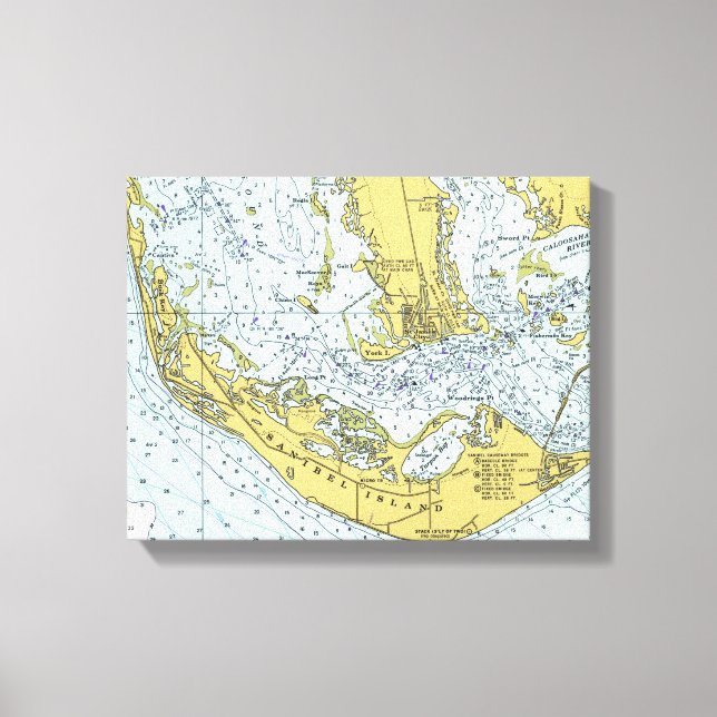 Sanibel Island vintage map Canvas Print (Front)