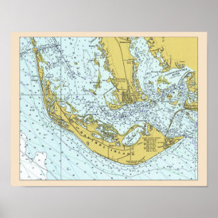 Sanibel Island vintage map Poster