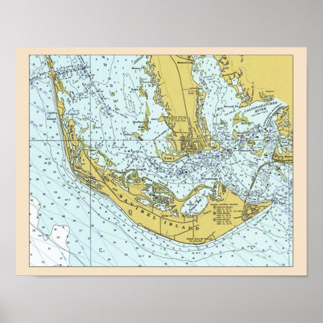 Sanibel Island vintage map Poster (Front)