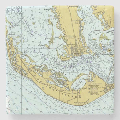 Sanibel Island vintage map Stone Coaster