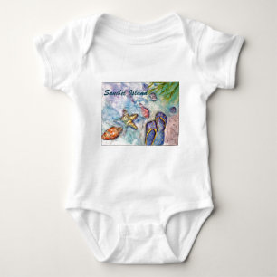 Sanibel Island Watercolor Florida Art Baby Bodysuit