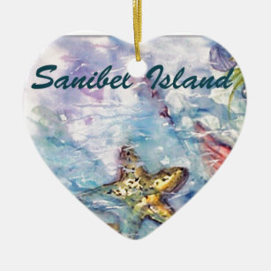 Sanibel Island Watercolor Florida Art Ceramic Ornament