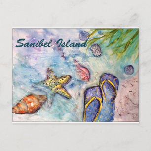 Sanibel Island Watercolor Florida Art Postcard