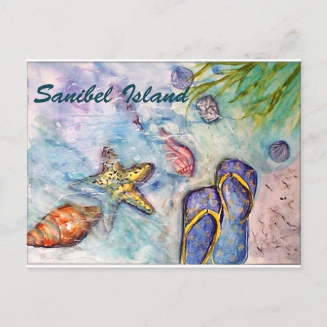 Sanibel Island Watercolor Florida Art Postcard (Front)
