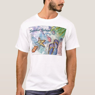 Sanibel Island Watercolor Florida Art T-Shirt