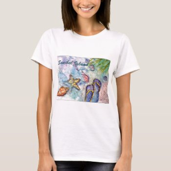 Sanibel Island Watercolor Florida Art T-shirt by patsarts at Zazzle
