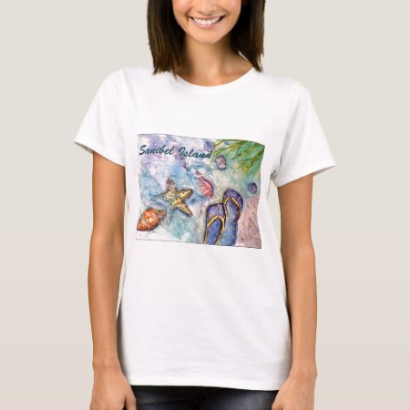 Sanibel Island Watercolor Florida Art T-shirt