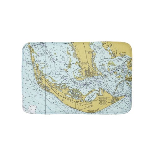 Sanibel lsland Florida nautical map Bath Mat