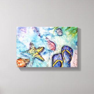 Sanibel Sandals Florida Watercolor art Canvas Print