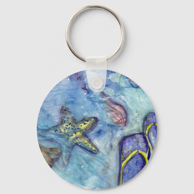 Sanibel Sandals watercolor Keychain (Front)
