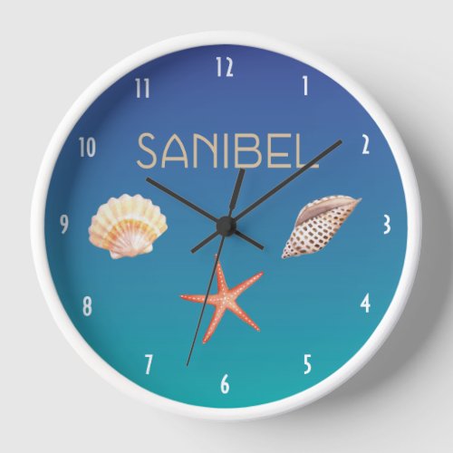 Sanibel with Seashells Clock