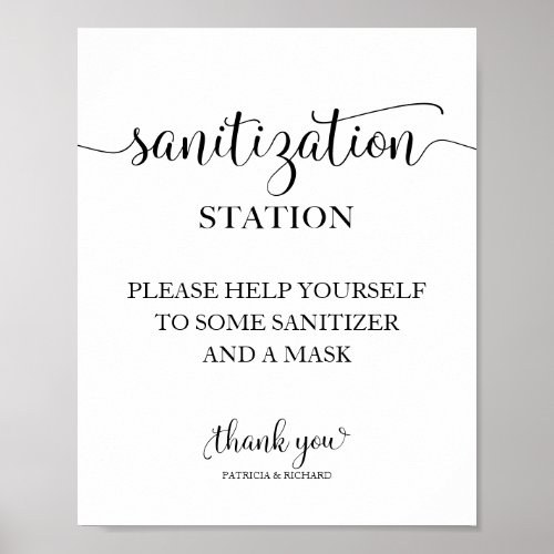  Sanitation Station Chic Calligraphy Wedding Sign
