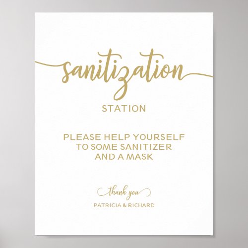  Sanitation Station Chic Calligraphy Wedding Sign