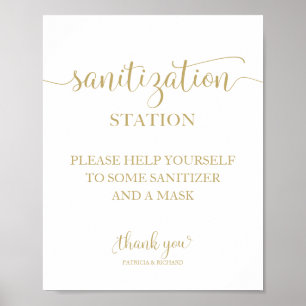Sanitation Station Chic Calligraphy Wedding Sign