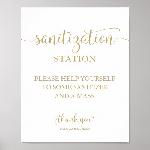  Sanitation Station Chic Calligraphy Wedding Sign