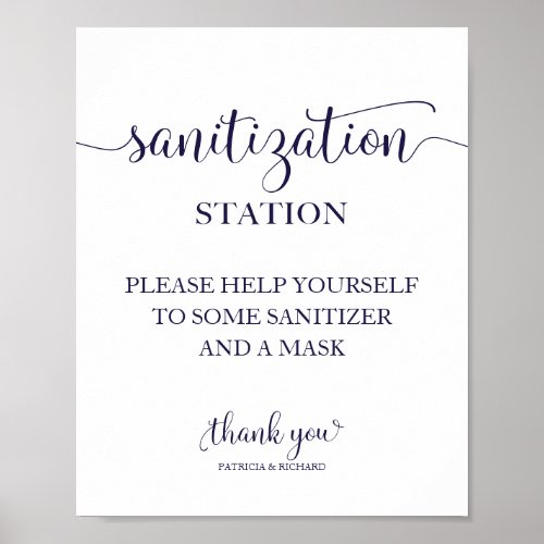  Sanitation Station Chic Calligraphy Wedding Sign