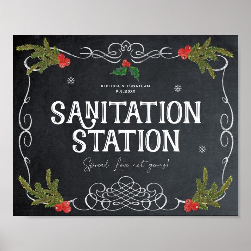 Sanitation Station christmas winter wedding sign