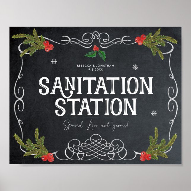 Sanitation Station christmas winter wedding sign (Front)