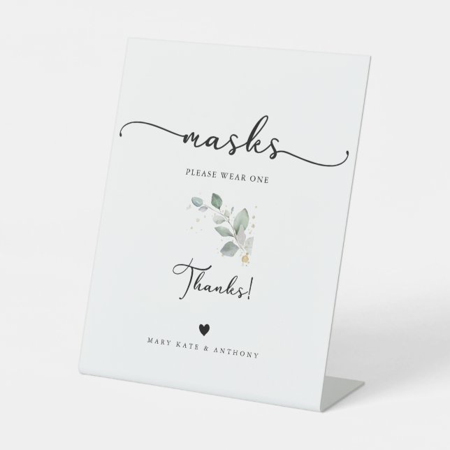 Sanitizer Station Calligraphy Wedding Greenery Pedestal Sign (Front)