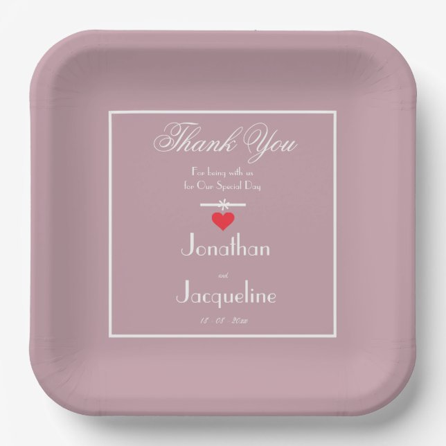 Sanitizer Wipes Dusty Pink Wedding Custom Modern Paper Plates (Front)