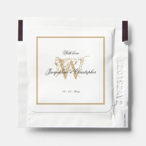  Sanitizer Wipes Monogram Script Elegant Wedding  Hand Sanitizer Packet