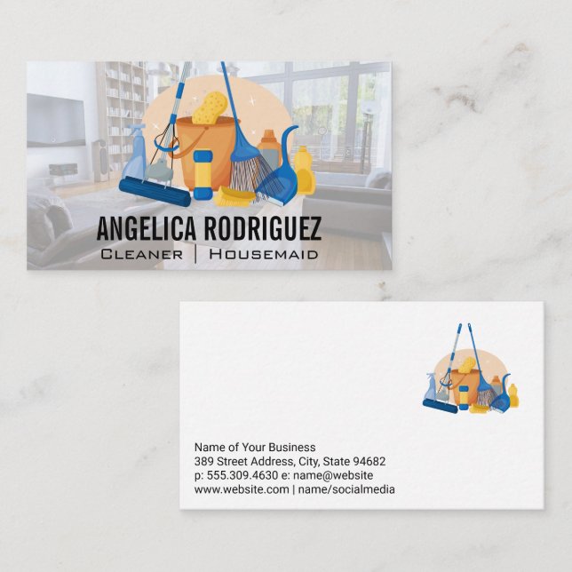 Sanitizing Cleaning Tools Business Card (Front/Back)