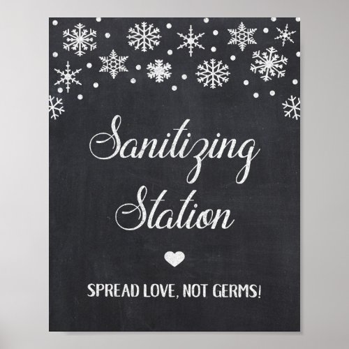 Sanitizing Station Chalkboard Snowflakes Sign