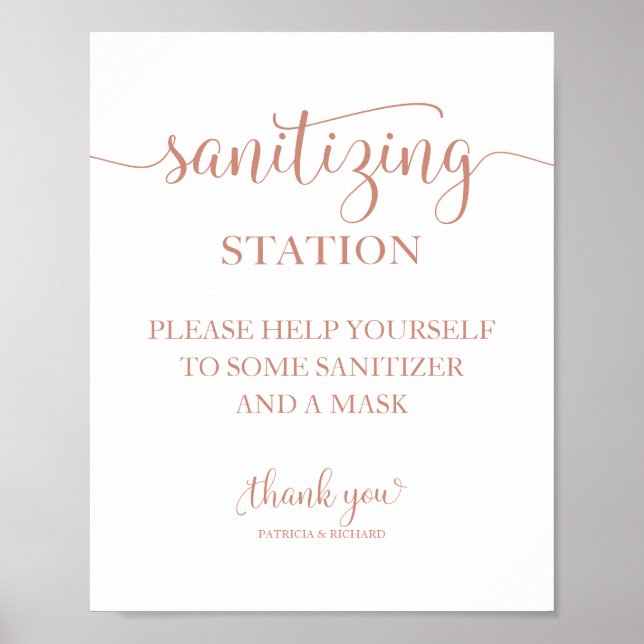  Sanitizing Station Chic Calligraphy Wedding Sign (Front)