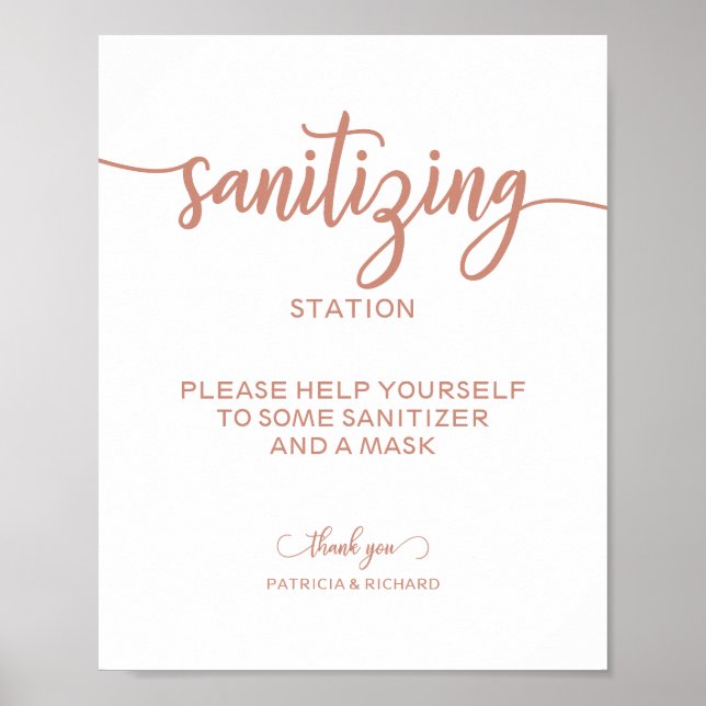  Sanitizing Station Chic Calligraphy Wedding Sign (Front)