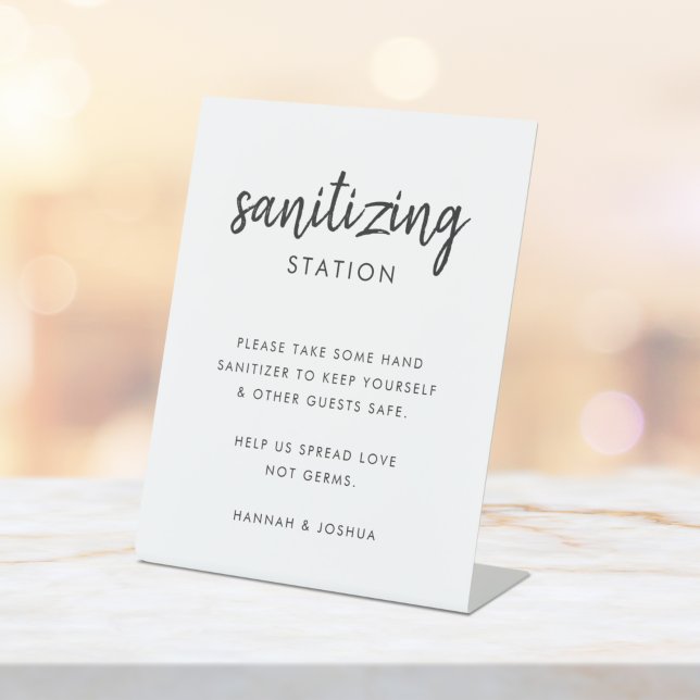 Sanitizing Station | Covid-19 Modern Wedding Pedestal Sign (Creator Uploaded)