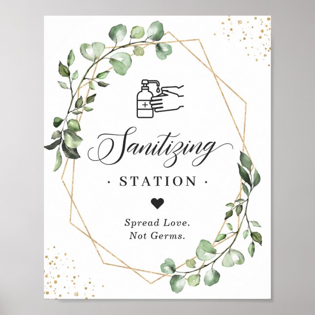 Sanitizing Station Eucalyptus Leaves Geometric Poster (Front)