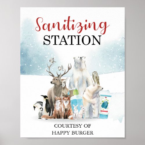Sanitizing Station Holiday Winter Sign Business 