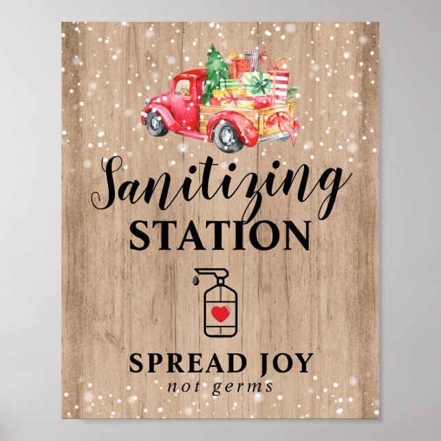 Sanitizing Station Rustic Christmas Sanitizer Poster (Front)