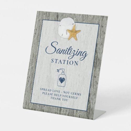 Sanitizing Station Sand Dollar Starfish Wedding Pedestal Sign