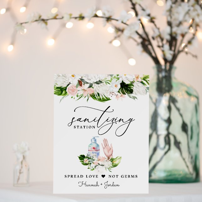 Sanitizing Station Sign | Blush Pink Floral (In Situ (Wedding))