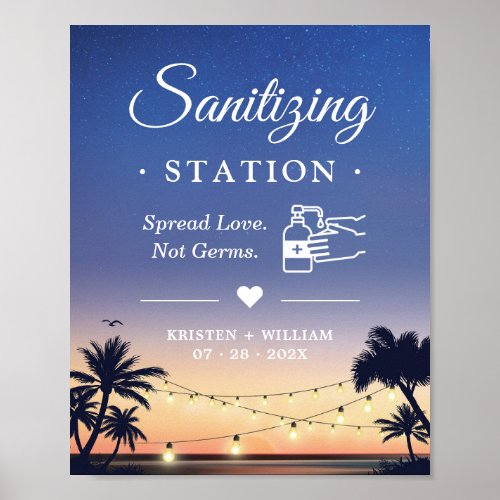 Sanitizing Station Sign Palm Beach String Lights