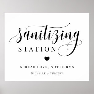 Sanitizing Station Spread Love Not Germs Wedding Poster