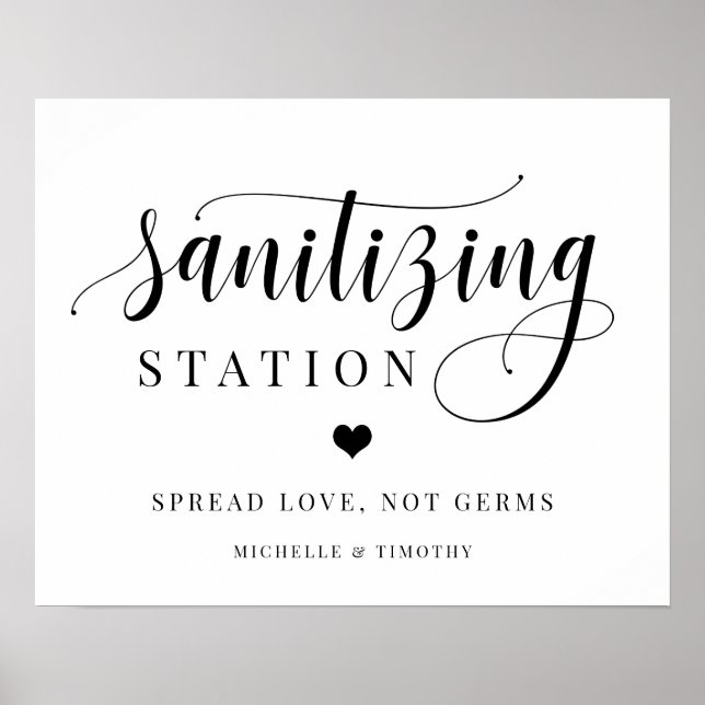 Sanitizing Station Spread Love Not Germs Wedding Poster (Front)