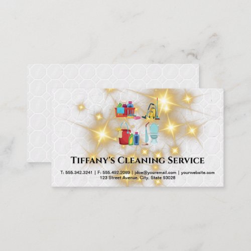 Sanitizing Supplies  Gold Sparkle Tiles Business Card