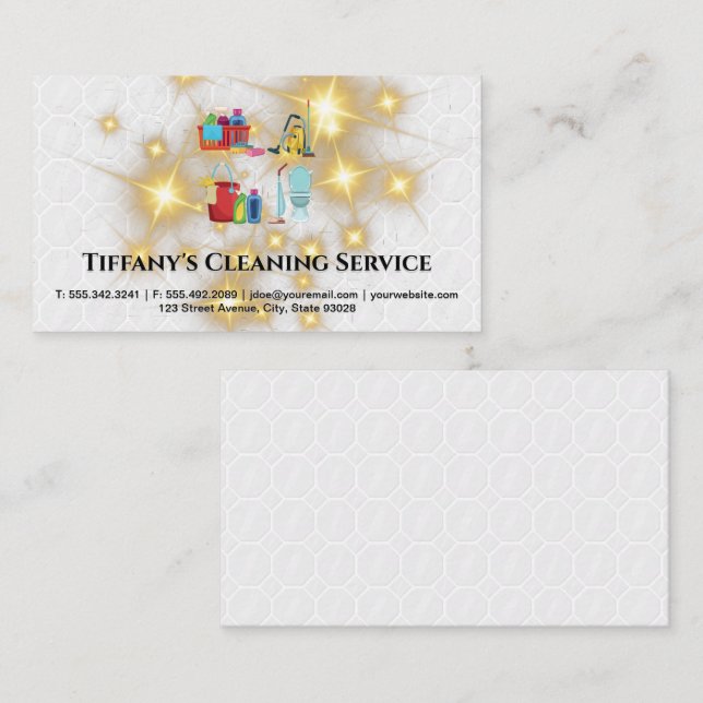 Sanitizing Supplies | Gold Sparkle Tiles Business Card (Front/Back)