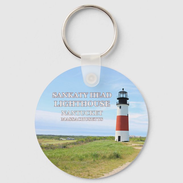 Sankaty Head Lighthouse, Nantucket MA Keychain (Front)
