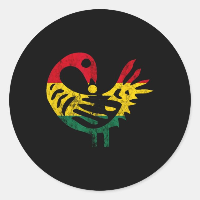 Sankofa African Bird Ghanese Flag Pride Juneteenth Classic Round Sticker (Front)