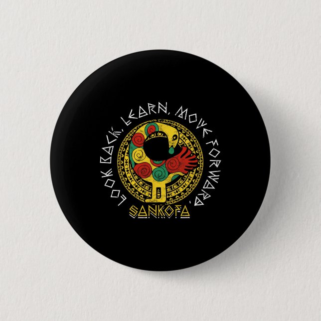 Sankofa Black History Month Adinkra Ghana  Button (Front)