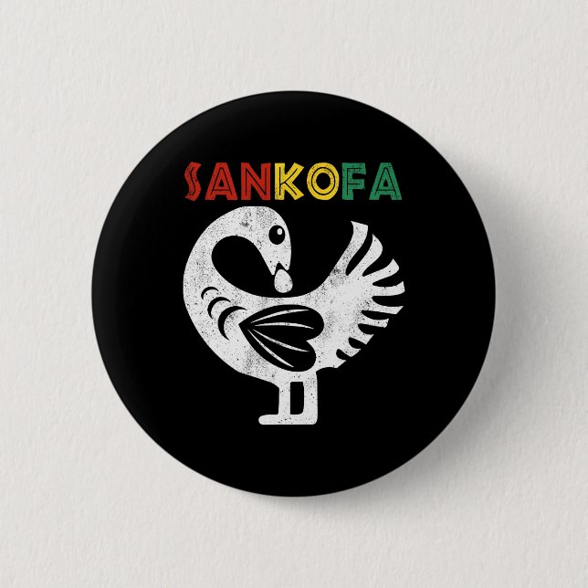 Sankofa Juneteenth Ghana Adinkra Symbol Sankofa  Button (Front)