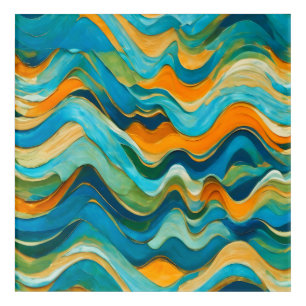 "Sanlúcar" Blue Green Orange Waves Acrylic Print