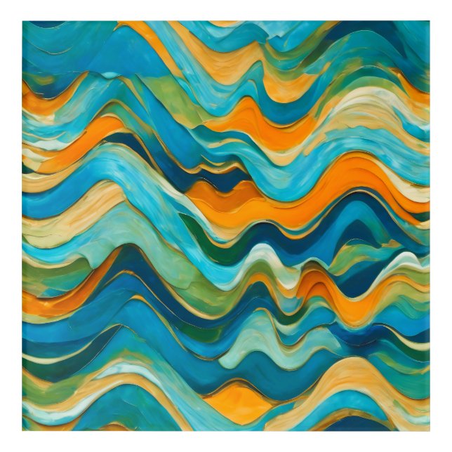 "Sanlúcar" Blue Green Orange Waves Acrylic Print (Front)