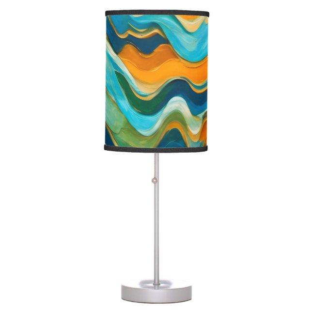 "Sanlúcar" Blue Green Orange Waves Table Lamp (Front)